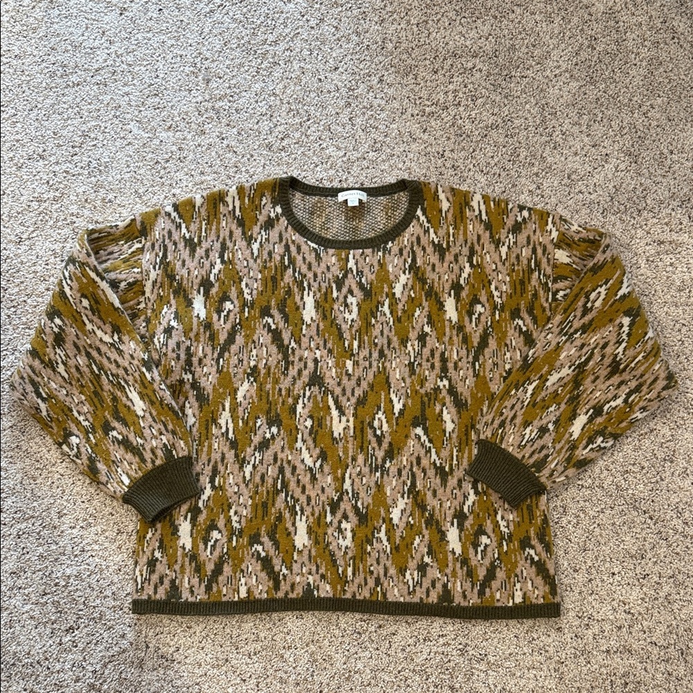 Garnet Hill Cashmere Patterned Knit Sweater